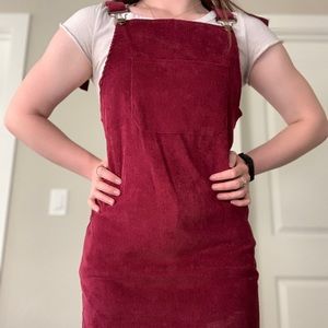 Burgundy overall dress